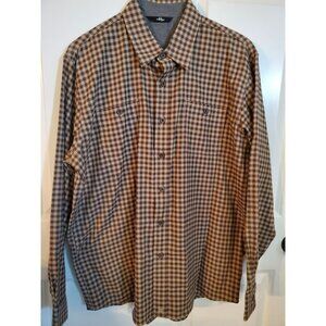 Wrangler Men's Size Large Brown/Tan Button Closure Dress shirt long sleeve